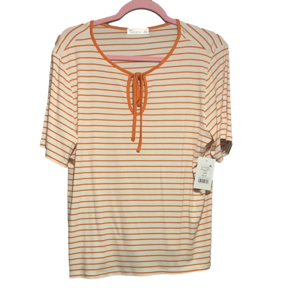 89th & Madison NWT Orange Striped Women's Top